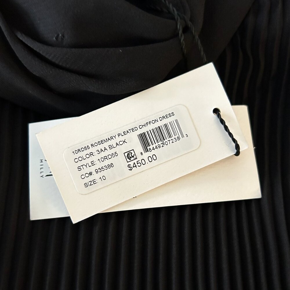 NWT Milly Rosemary Pleated Mock-Neck Chiffon Mini Dress - Picture 5 of 7